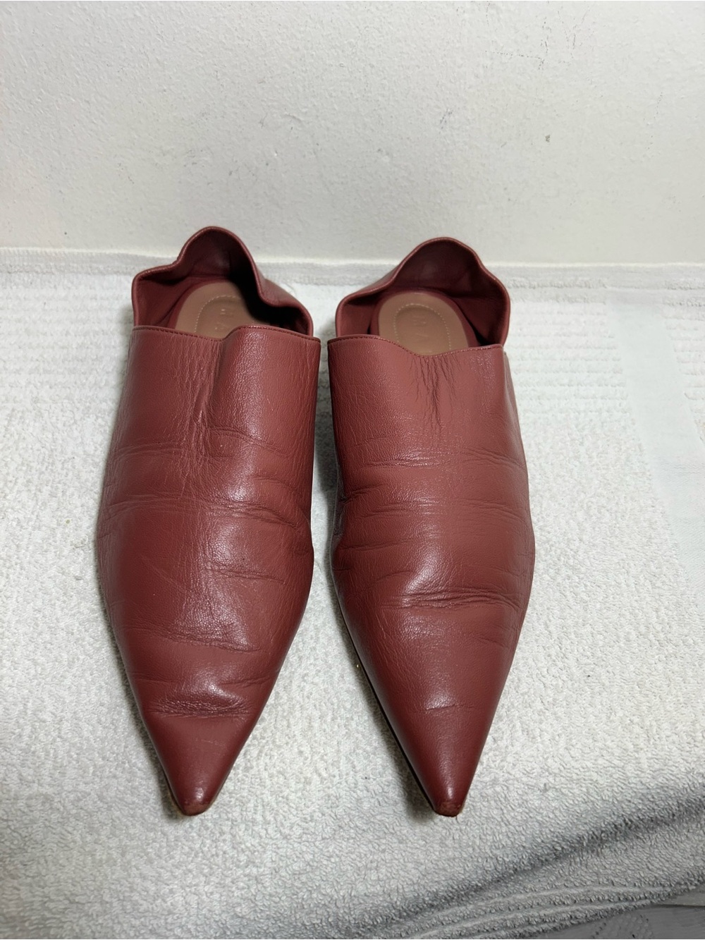 Marni Irskr Pointed Leather Slip-On Mules in Brick Red shoes flats sz 39